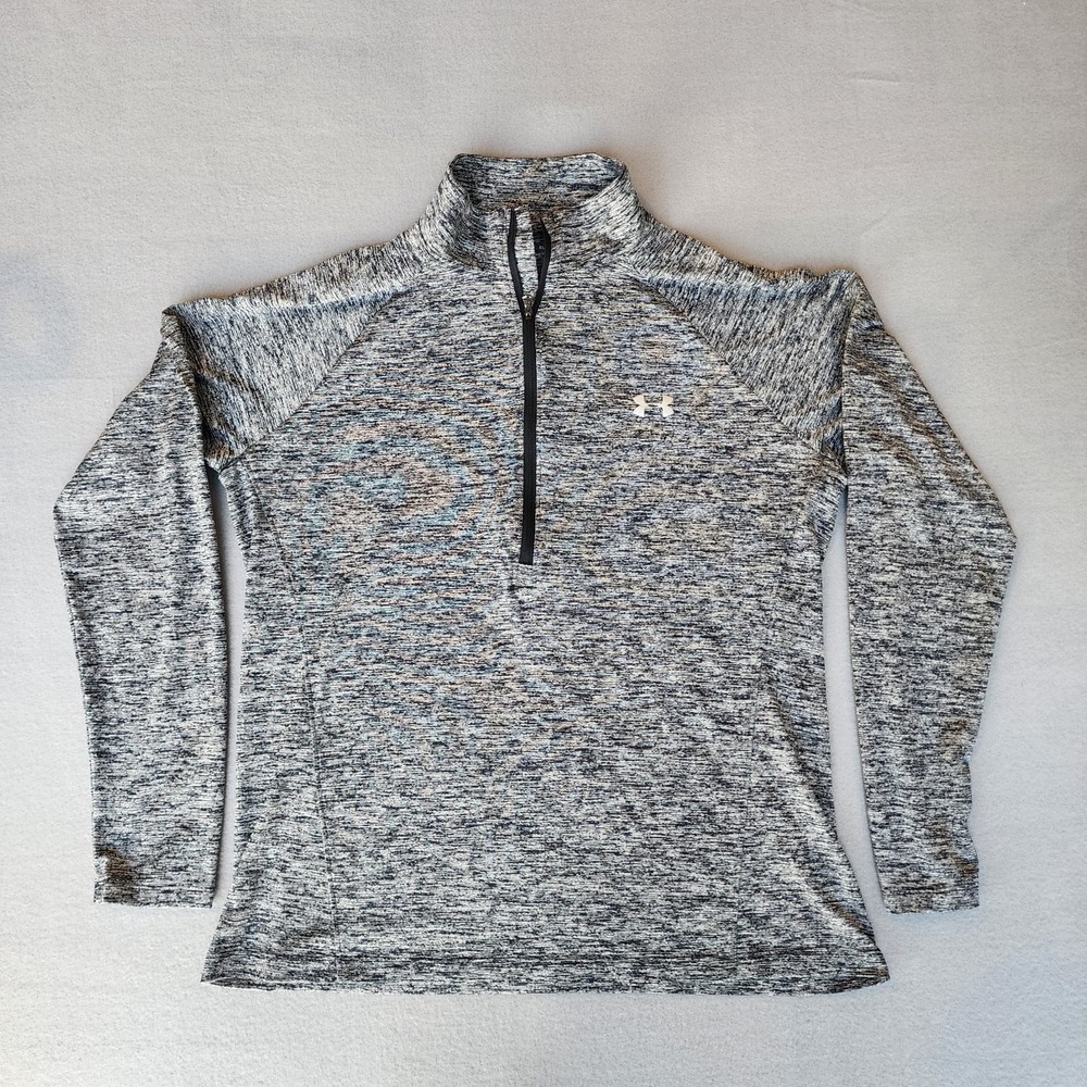 Under Armour HeatGear Womens XL Gray Space Dye 1/4 Zip Pullover Athletic Top